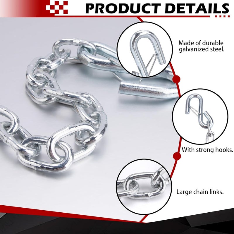 Verplexter 15-Inch Towing Safety Chain - Tie Down Trailer Safety Chains with Hooks Boat Safety Kit - Image 3